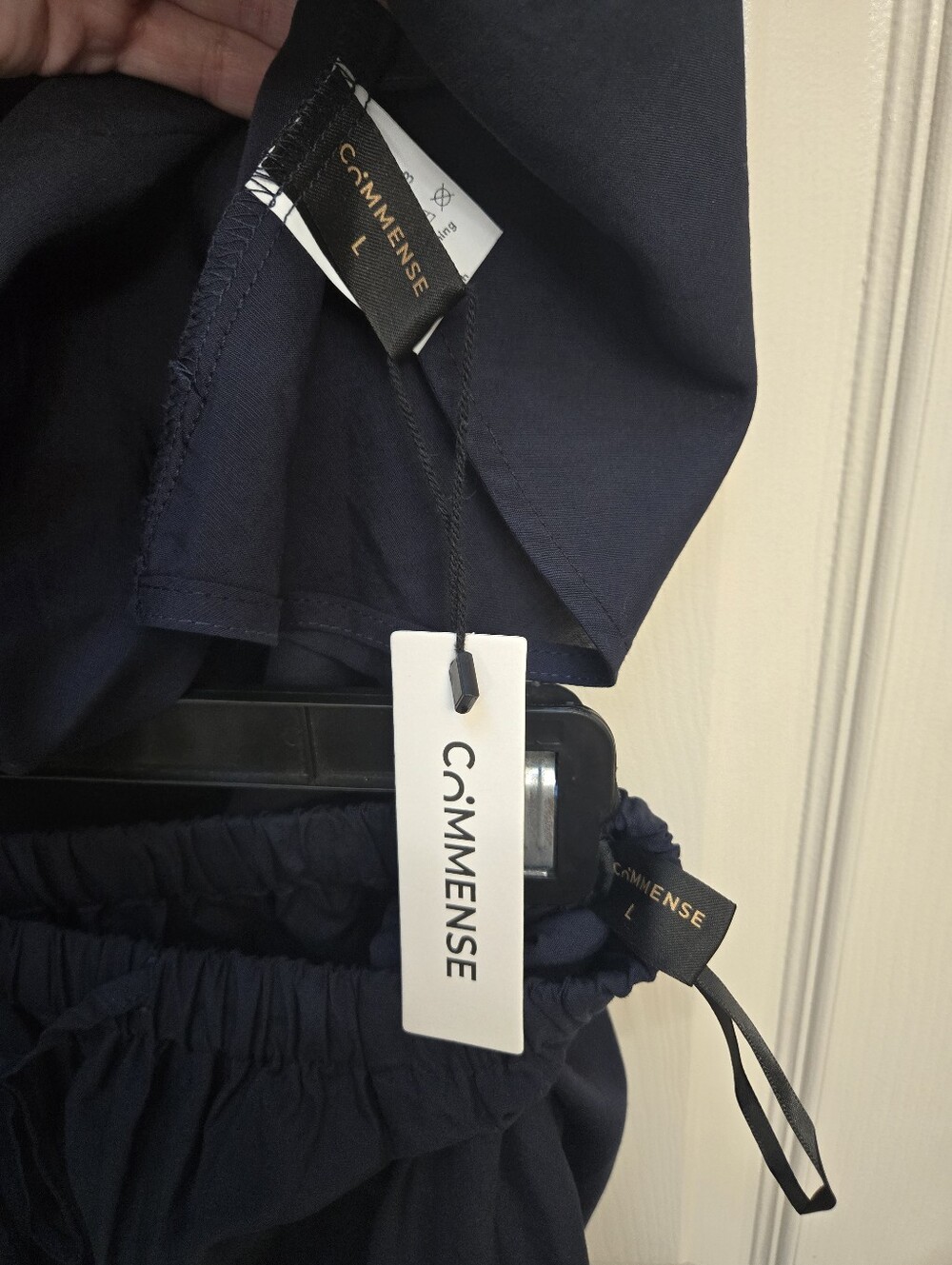 NWT Commense Navy Semi-Sheer Halter Neck Top & Wide Leg Pants Set, Large - Picture 6 of 9